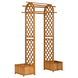 Arche de jardin avec 2 jardinières pliables, marron