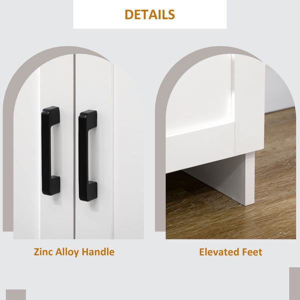 Modern Sideboard with Adjustable Shelves, 3 Doors, White