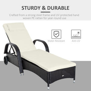 Woven resin chaise lounge with headrest, cream white