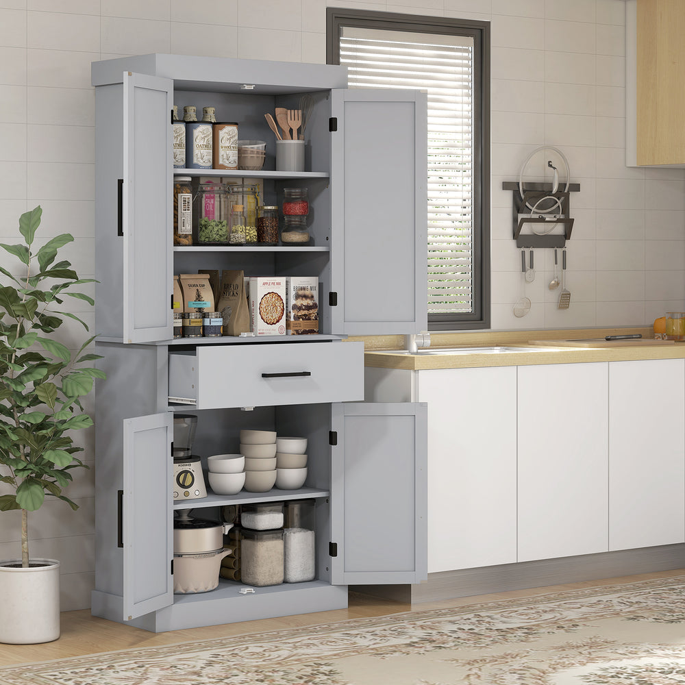 Garde-manger de style campagnard avec 4 portes de grange, gris