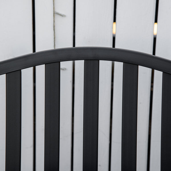 Banc d'extérieur en métal avec table centrale relevable pour 2 à 3 personnes, noir