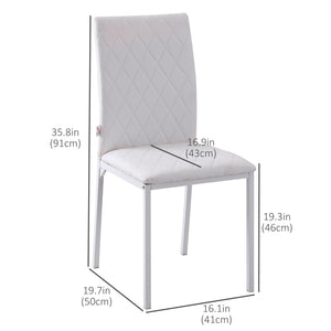 Set of 4 Modern White Faux Leather Upholstered Dining Chairs