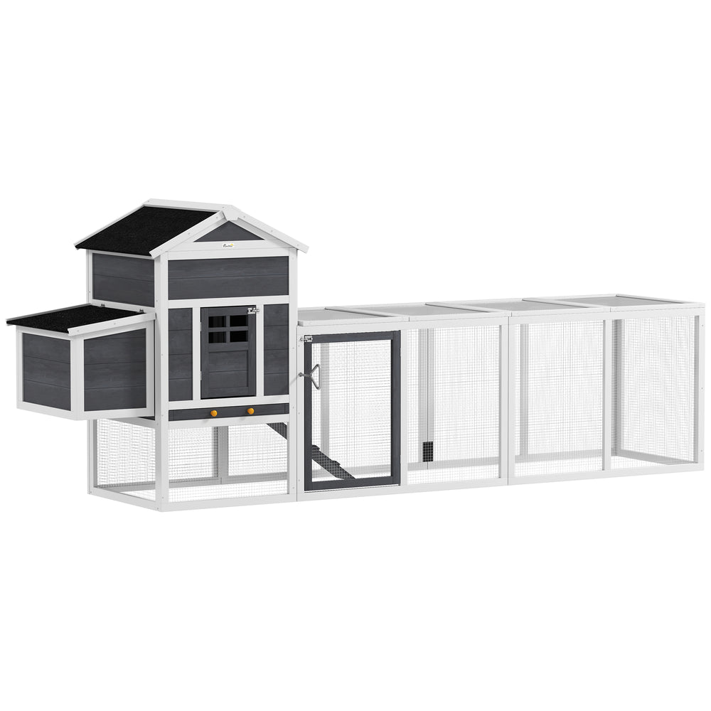 Extra large chicken coop with asphalt roof, grey