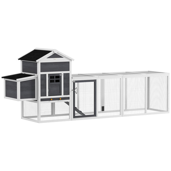 Extra large chicken coop with asphalt roof, grey