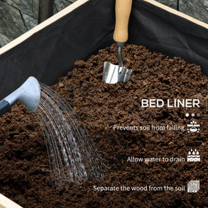 Jardinière surélevée en bois avec roulettes, pieds en métal, trous de drainage et doublure de bac