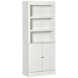 Buffet de cuisine avec étagères à 6 niveaux, blanc, aspect bois