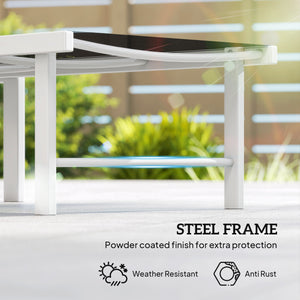 Outdoor Lounge Chair, 5-Position Reclining Outdoor Chaise Lounge Tanning Chair with Mesh Seat, Black