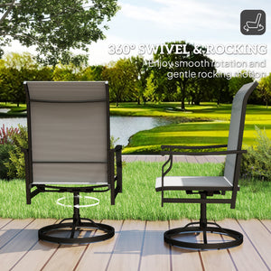 Ensemble de 2 chaises pivotantes d'extérieur avec dossier haut, gris clair