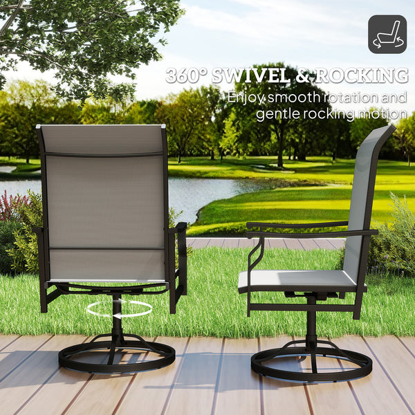 Ensemble de 2 chaises pivotantes d'extérieur avec dossier haut, gris clair