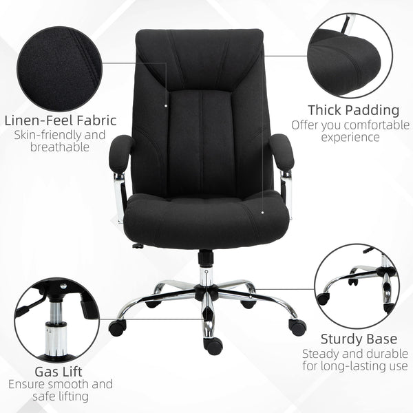 Swivel office chair with high back, black