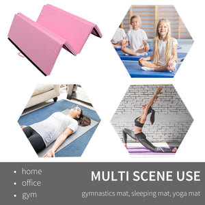 Tapis de gymnastique pliable 4'x6'x2'' avec poignées de transport, rose