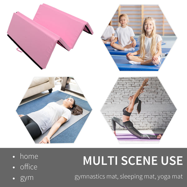 Tapis de gymnastique pliable 4'x6'x2'' avec poignées de transport, rose