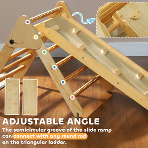 Ensemble d'escalade 3 en 1 avec rampe pour tout-petits en bois naturel