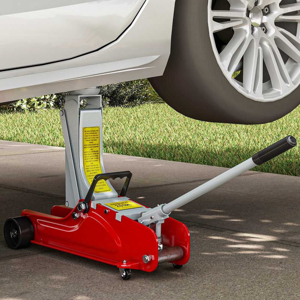 Cric hydraulique profil bas de 7,9 à 38,1 cm, capacité de 2,5 tonnes (5 000 lb), rouge