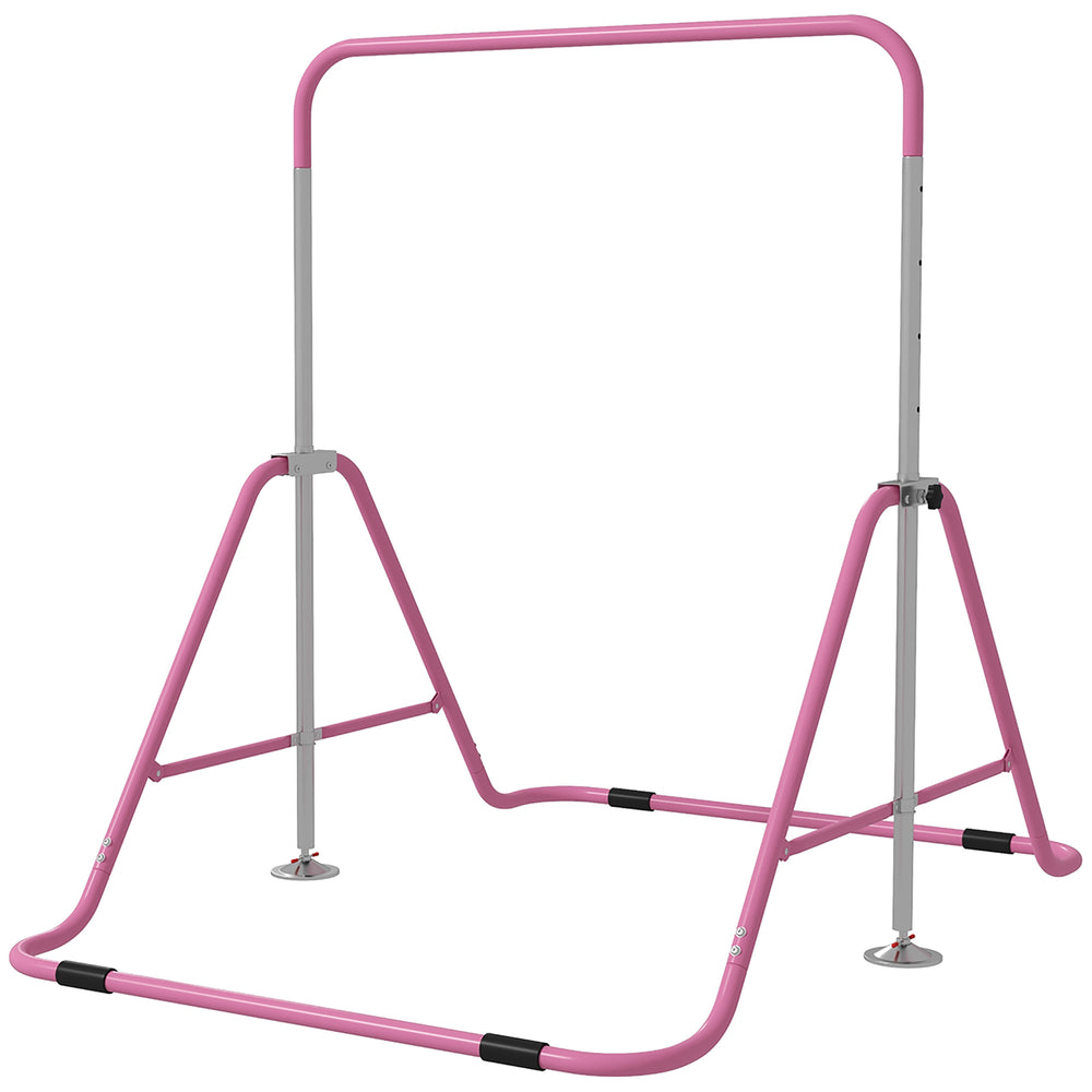 Barre de gymnastique pliable extensible à hauteur réglable, rose