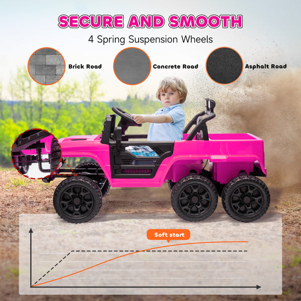 Voiture 12 V 4 roues motrices avec télécommande, rose