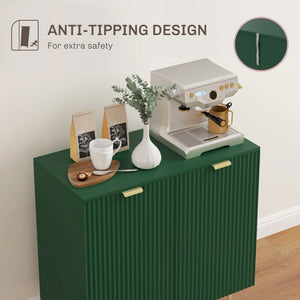 Meuble de rangement de cuisine moderne avec étagères réglables et pieds en métal, vert