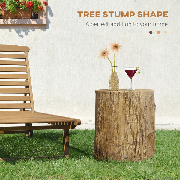Table d'appoint finition béton, style souche d'arbre, marron naturel