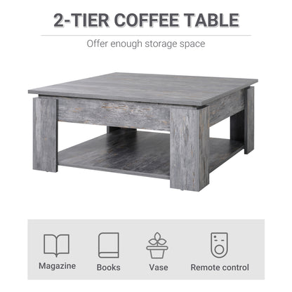 Table basse moderne avec étagère de rangement, grise