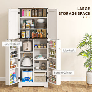 Meuble de rangement de 162 cm de haut avec étagères à épices, blanc
