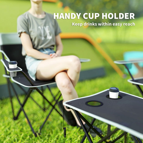 Ensemble de camping pliant 4 pièces avec porte-gobelets