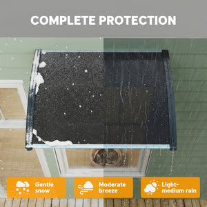 Window Awning Door Canopy, 29.9" x 39.4" Polycarbonate Cover, Front Door Patio Canopy with Solid Panel, Transparent