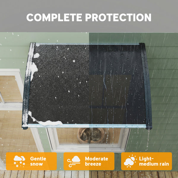 Window Awning Door Canopy, 29.9" x 39.4" Polycarbonate Cover, Front Door Patio Canopy with Solid Panel, Transparent