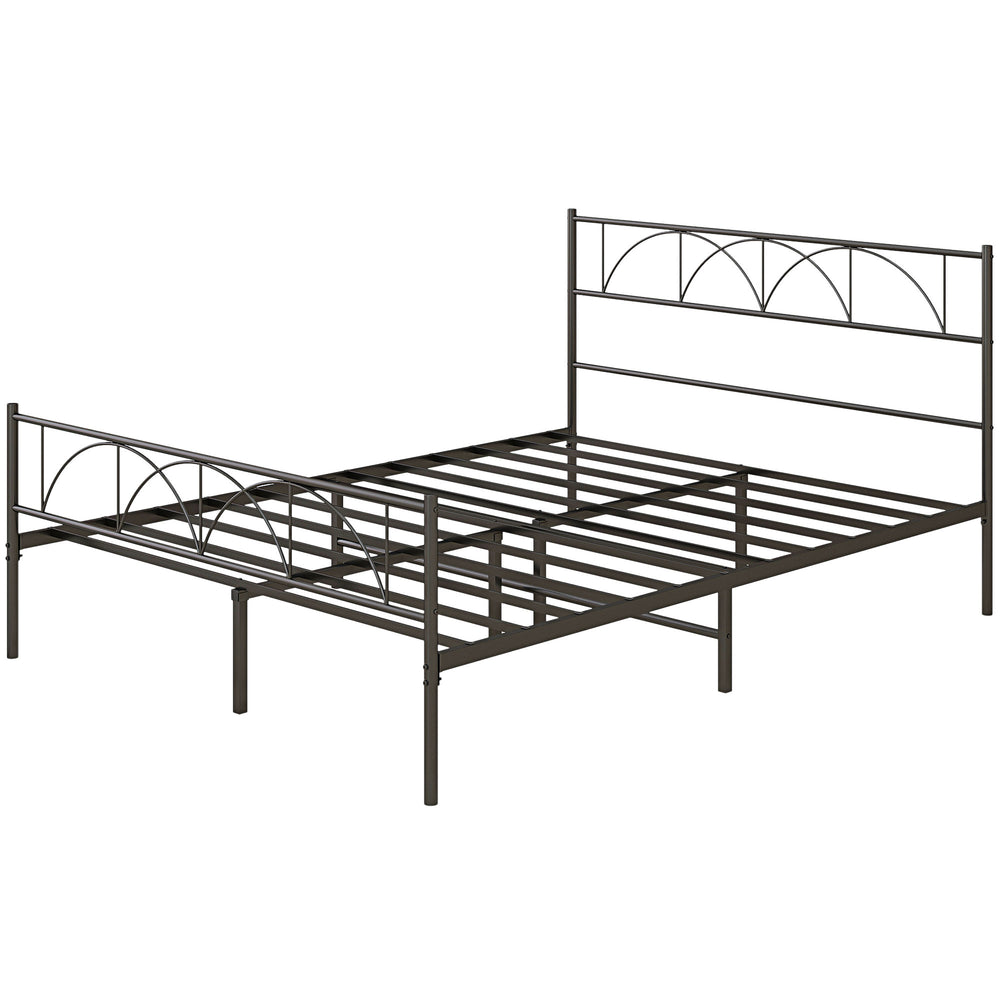 Metal platform bed frame with headboard, easy assembly, Queen size