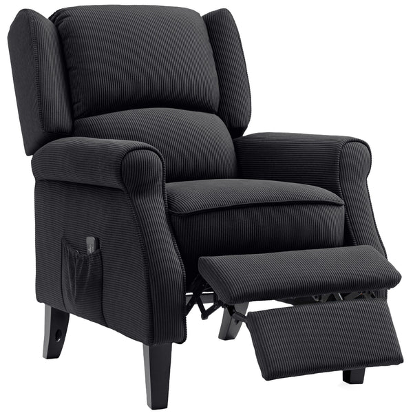 Fauteuil de massage par vibrations pour salon, avec repose-pieds extensible, télécommande, poche, noir