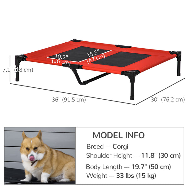 Lit surélevé pour chien, rouge