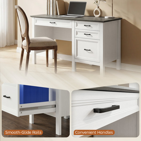 Enclosed filing cabinet with drawers, adjustable A4/Letter hanging file rails, white