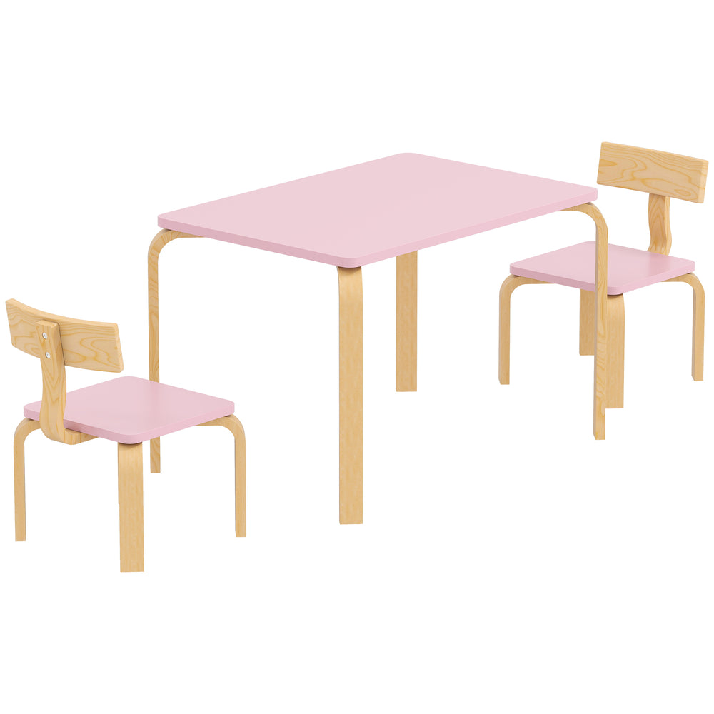 Ensemble table et 2 chaises, rose