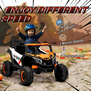 Voiture électrique 12 V avec télécommande, UTV électrique à batterie avec suspension à ressorts, orange