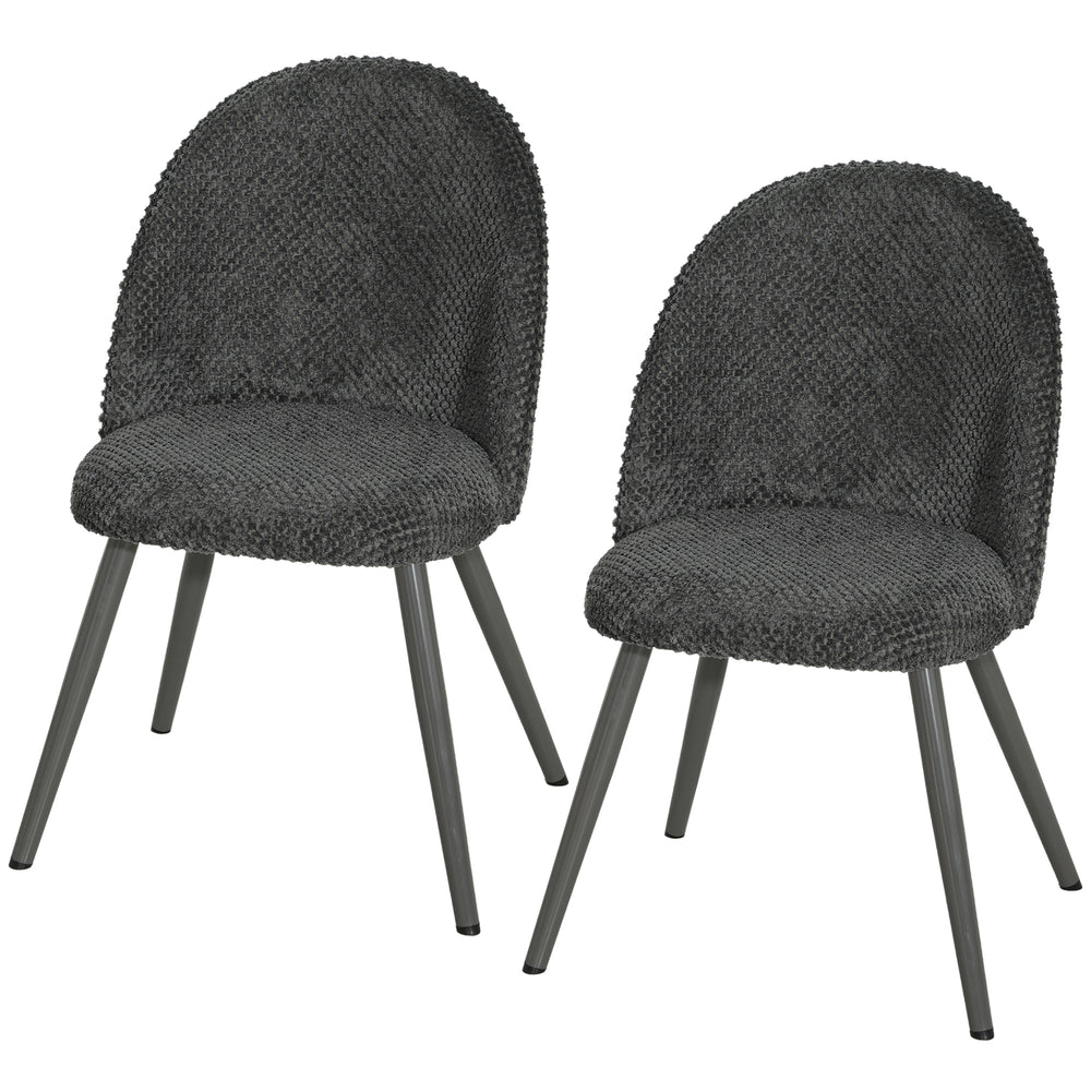 Chaises de salle à manger en velours gris foncé – Ensemble de 2