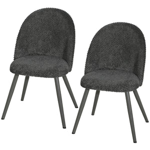 Dining Chairs Velvet Fabric Upholstered Kitchen Chairs Metal Legs Set of 2, Dining Room, Home, Dark Grey