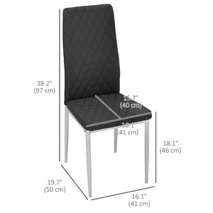 Lot de 4 chaises de salle à manger avec revêtement en similicuir et pieds en acier, noir