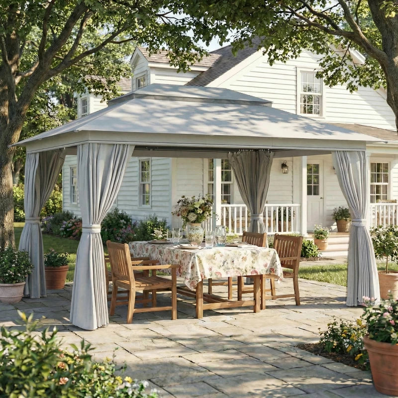 10 x 13 ft. Gazebo, double roof with UPF50+ protection, grey
