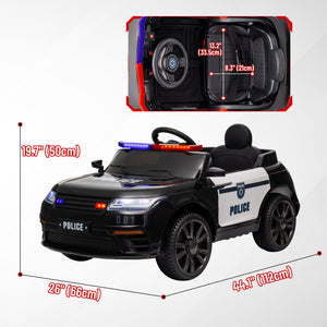 Voiture de police électrique 12V pour enfants avec télécommande, noir