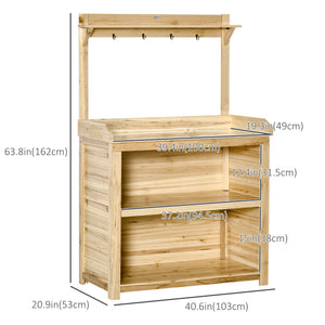 Table de rempotage en bois avec plateau en métal galvanisé