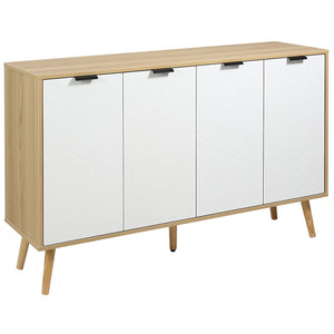 Buffet moderne avec étagères réglables et 4 portes, naturel