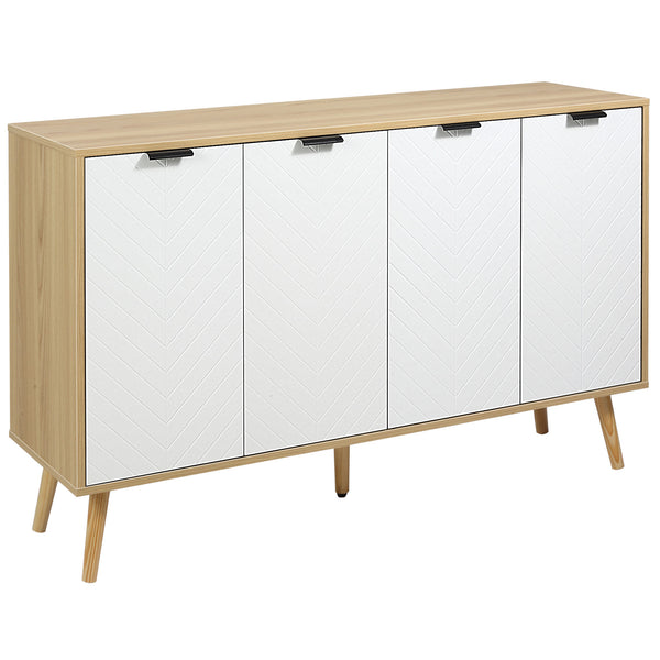 Buffet moderne avec étagères réglables et 4 portes, naturel