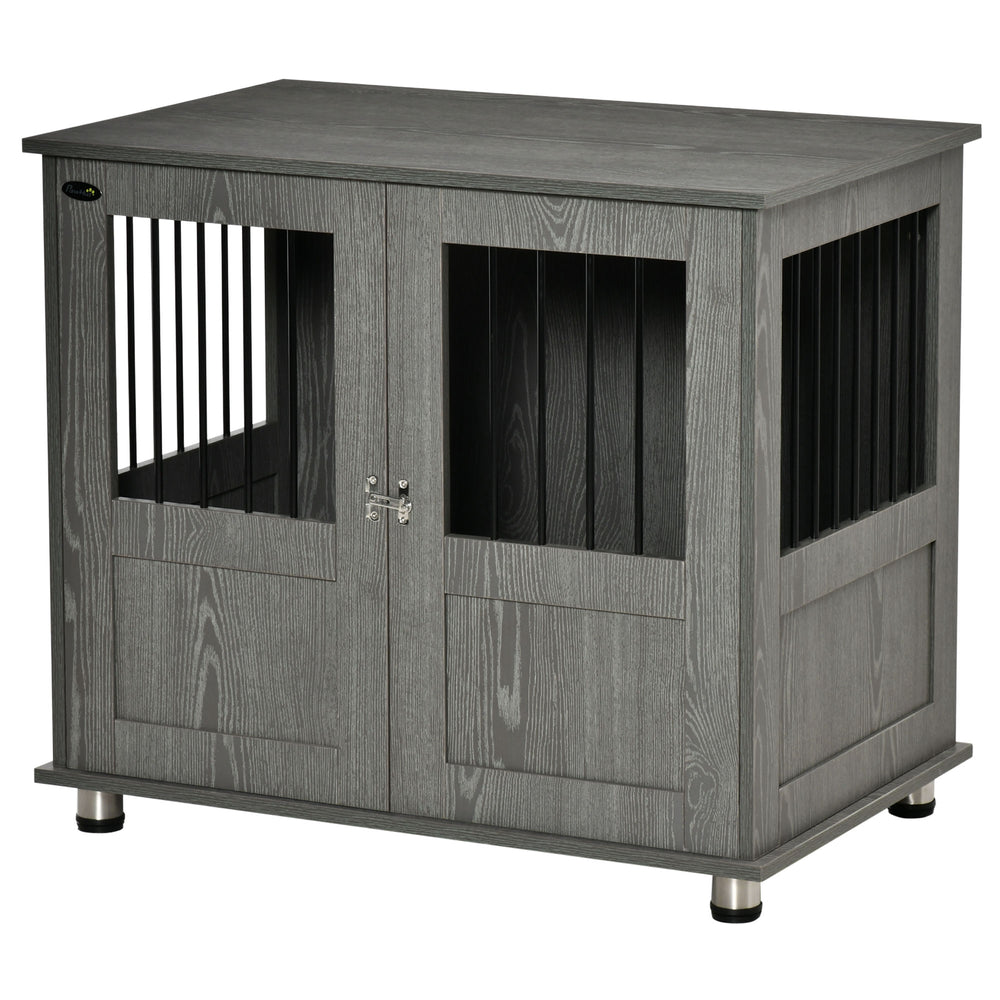 Caged cabinet with lockable magnetic door, grey