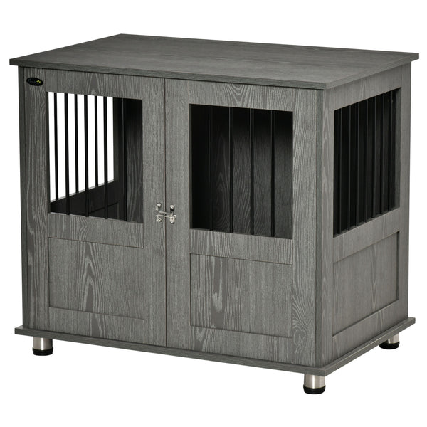 Meuble cage avec porte magnétique verrouillable, gris