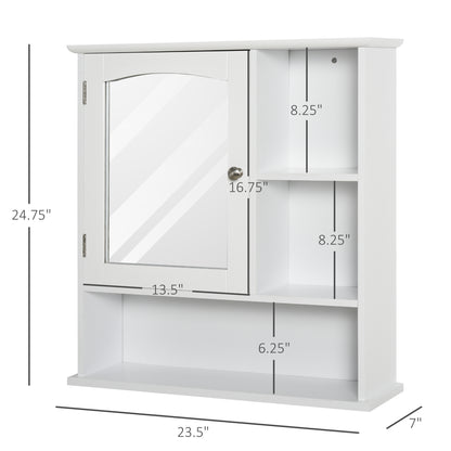 Armoire à pharmacie avec miroir et portes, étagères de rangement, blanche