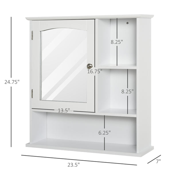 Armoire à pharmacie avec miroir et portes, étagères de rangement, blanche