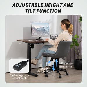 Chaise de bureau sans accoudoirs, gris foncé