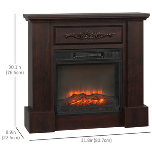 Cheminée électrique avec manteau marron de 1400 W