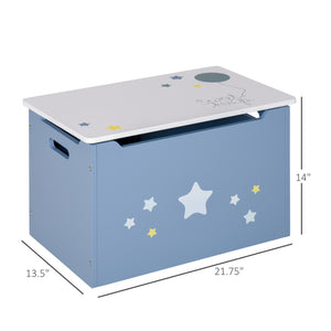 Wooden toy storage box with gas lift, 55 x 34 x 35 cm, blue