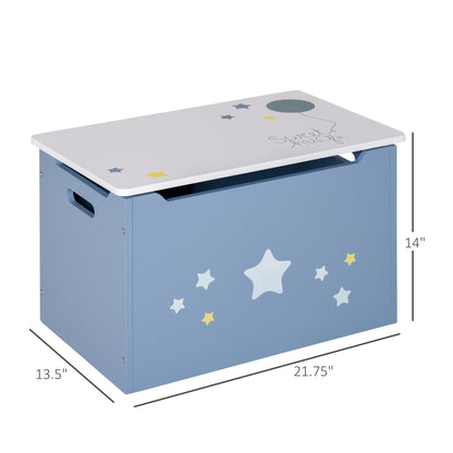 Coffre de rangement en bois pour jouets avec vérin à gaz, 55 x 34 x 35 cm, bleu