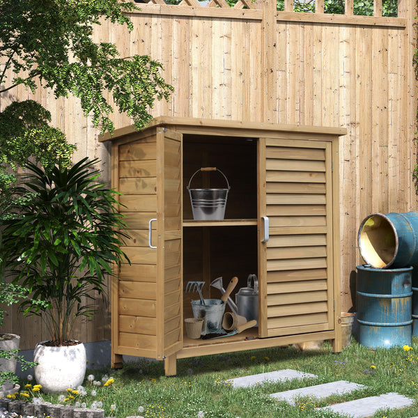 Abri de jardin en bois avec 2 portes, naturel
